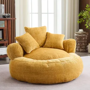 Oversized Bean Bag Chairs for Adults, Memory Foam Lazy Sofa with High Back and 3 Pillows, Comfy Beanbag Lounger Couch for Living Room Bedroom Apartment (Yellow)