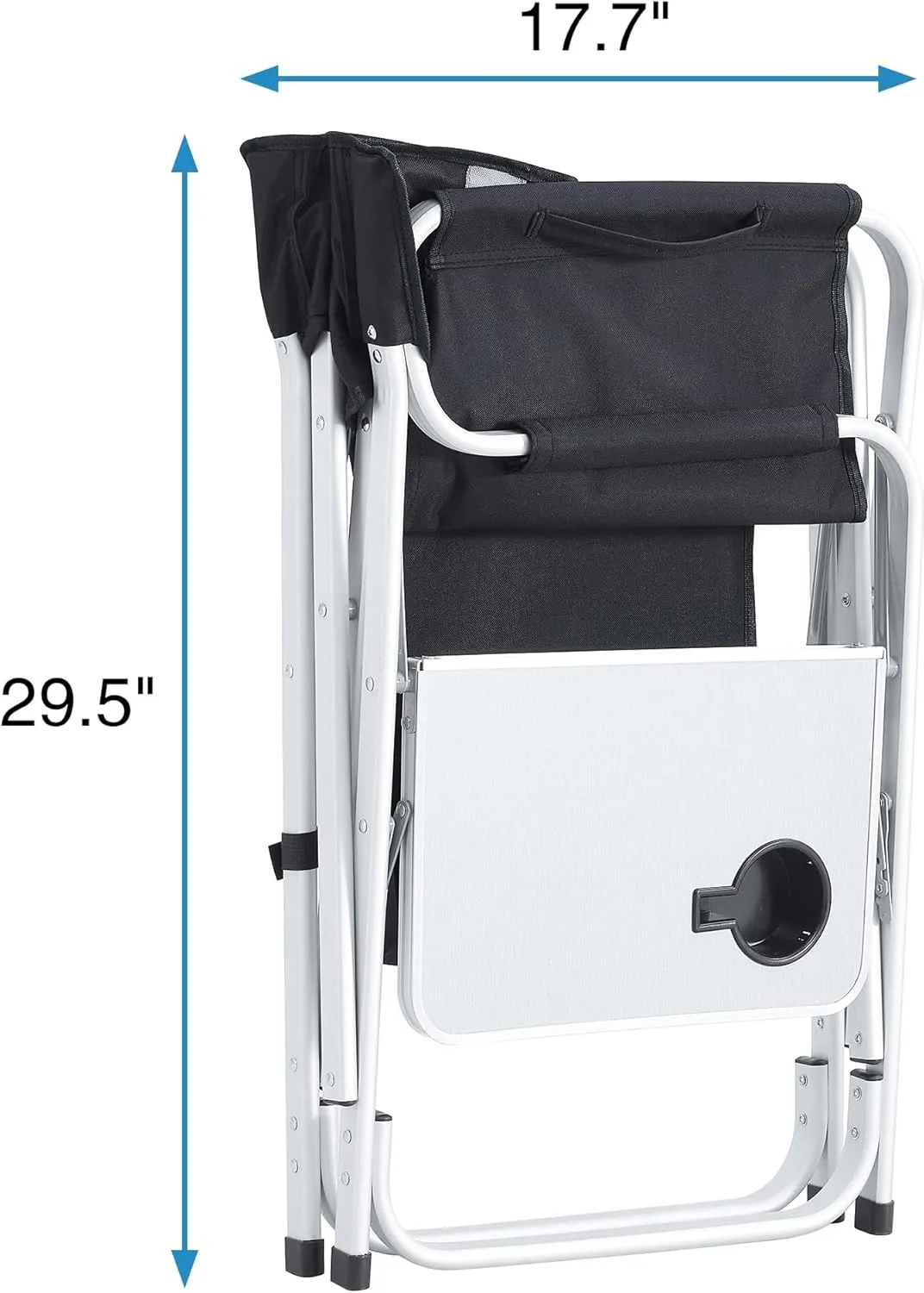 Oversized Camping Directors Chair, Portable Aluminum Camping Chairs, Padded Folding Directors Chair with Side Table Storage Pockets, Outdoor Camping, Picnics and Fishing (2, Black)