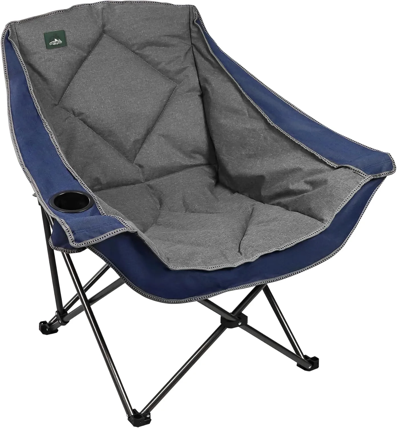 Oversized Foldable Camping Chair, Outdoor Padded Lawn Chair w/Cup Holder,Carry Bag for Beach, Hiking, and Picnics,Heavy-Duty 300-lbs Capacity, Blue