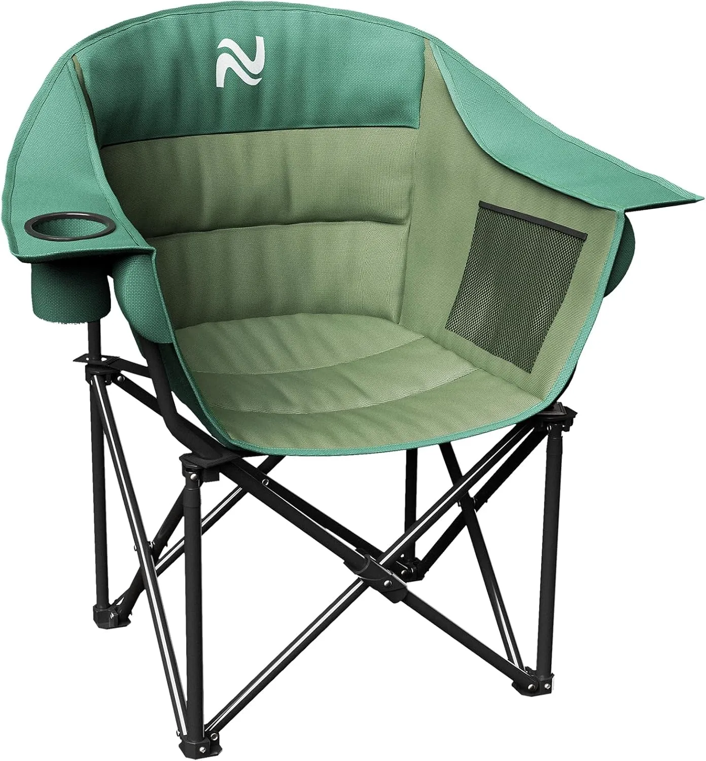Oversized Padded Camping Chair - Heavy Duty Support 400lbs - Portable Folding Chair with Side Pocket Cup Holder and Carry Bag - Collapsible Outdoor Chairs for Adults Sports Garden Beach Fishing