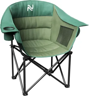 Oversized Padded Camping Chair - Heavy Duty Support 400lbs - Portable Folding Chair with Side Pocket Cup Holder and Carry Bag - Collapsible Outdoor Chairs for Adults Sports Garden Beach Fishing