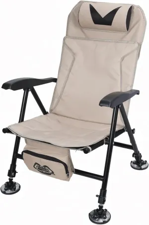Oversized Portable Fishing Chair with Height Adjustable,Removable Foam Cushion,Heavy Duty Support Collapsible Padded Arm Chair with Cup Holder Quad Lumbar Back,Portable for Outdoor Khaki