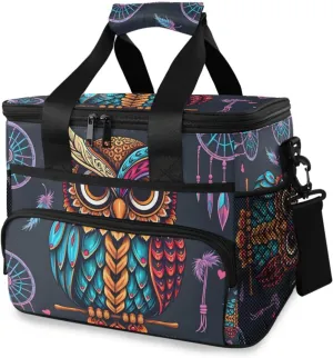 Owl Dream Catcher Cooler Bag Insulated Cooler Soft Sided Cooler 24 Can Portable Picnic Bag Large Leakproof Lunch Bag Box for Beach Grocery Camping Travel Car Men Women