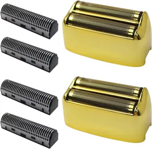 Pack of 2 Replaceement Shaving Heads and Blades Foil and Knife Fit for BaBylissPro Dual Foil Shaver FXFS2 (Gold)