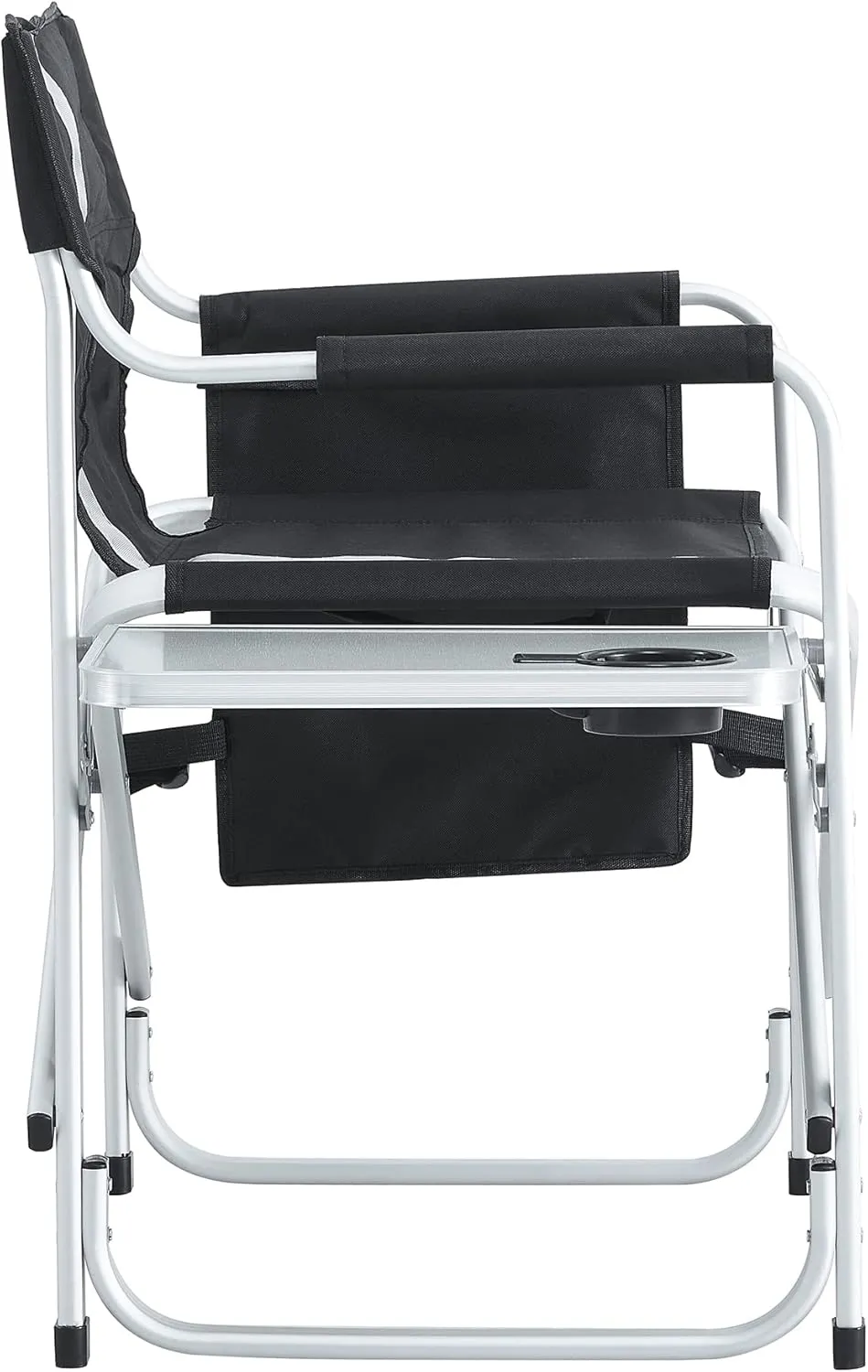Padded Folding Outdoor Camping Chair with Side Table and Storage Pockets, Lightweight Oversized Directors Chair 34.83" L*18.9" W*31.5" H Black/Grey