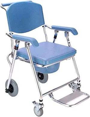 Padded Seat Transfer Bench, Wheeled Toilet Seat Elderly Toilet Wheelchair Disabled Mobile Toilet Seat Folding Toilet Pregnant Woman Bath Chair Bathing Chair,Transfer Bench