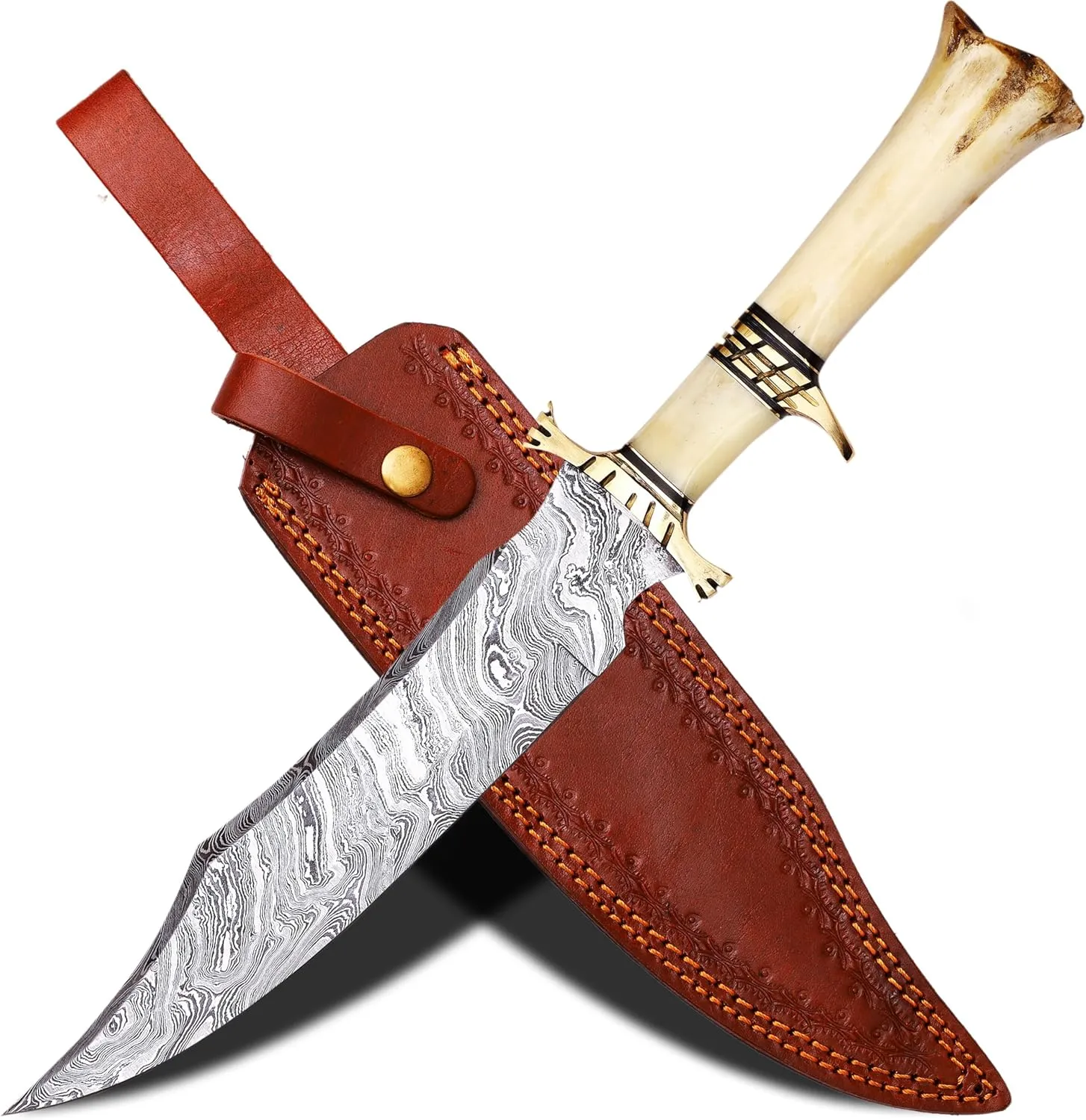 PAL 2000 KNIVES Handmade Damascus Steel 16 Inches Hunting Bowie Knife 9871