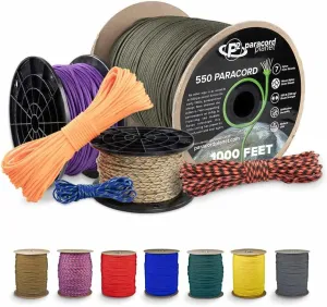 Paracord Planet 550 Paracord – 200  Colors – Hanks from 10-100 Feet and Spools of 1000 Feet – Great Multi-Use Cord!