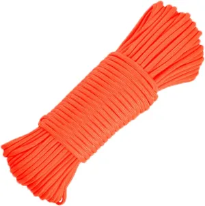 Paracord Rope 550 lb ，4mm,100ft / 50ft Utility Nylon Heavy Duty 9 Strand Parachute Cord for Camping, Tent, Clothsline, Outdoor Hiking, Fishing (Orange,50ft)
