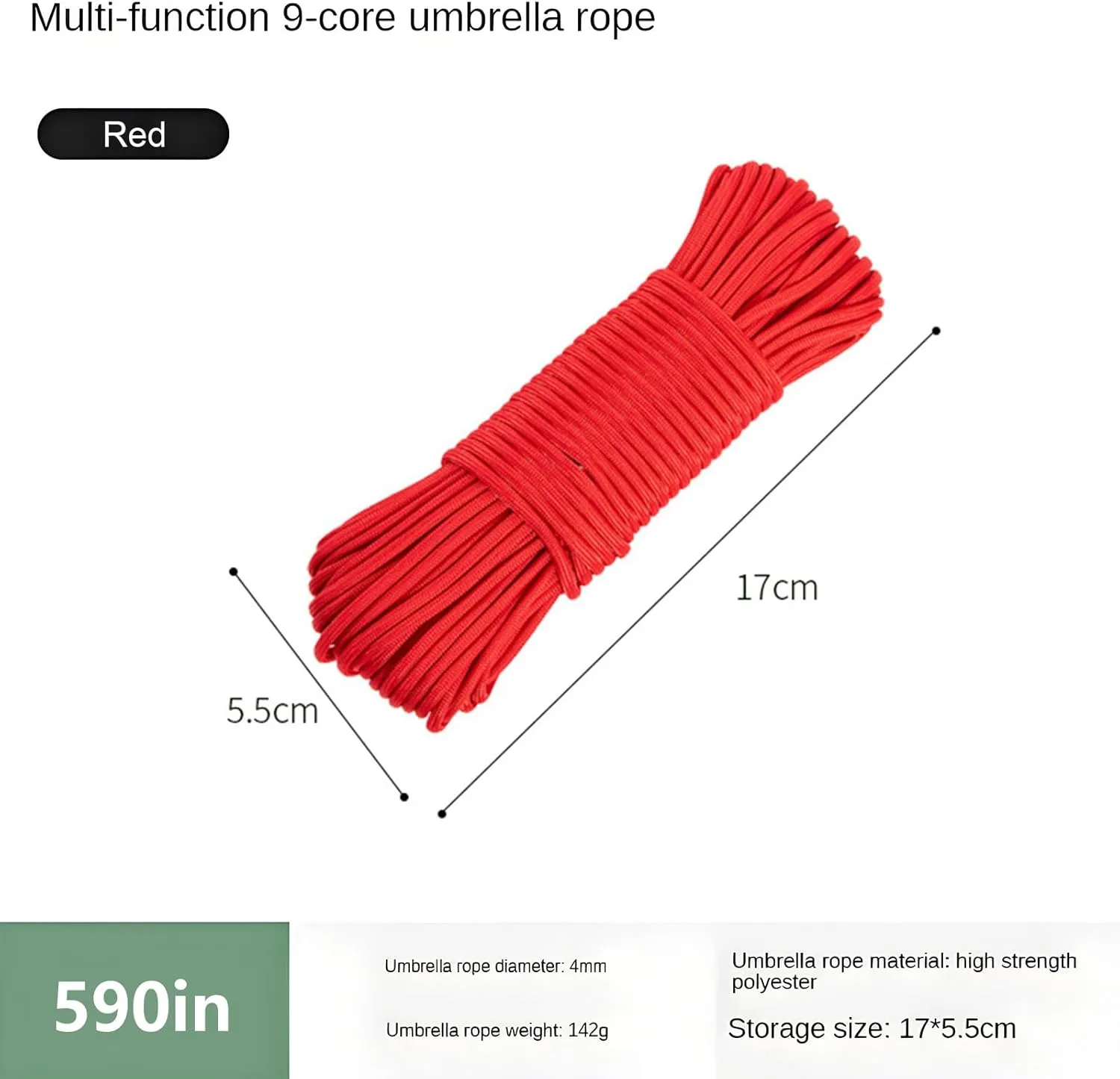 Paracord Rope 550 lb ，4mm,100ft / 50ft Utility Nylon Heavy Duty 9 Strand Parachute Cord for Camping, Tent, Clothsline, Outdoor Hiking, Fishing (Orange,50ft)