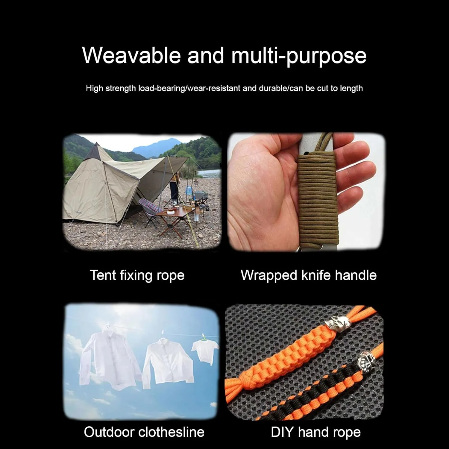Paracord Rope 550 lb ，4mm,100ft / 50ft Utility Nylon Heavy Duty 9 Strand Parachute Cord for Camping, Tent, Clothsline, Outdoor Hiking, Fishing (Orange,50ft)