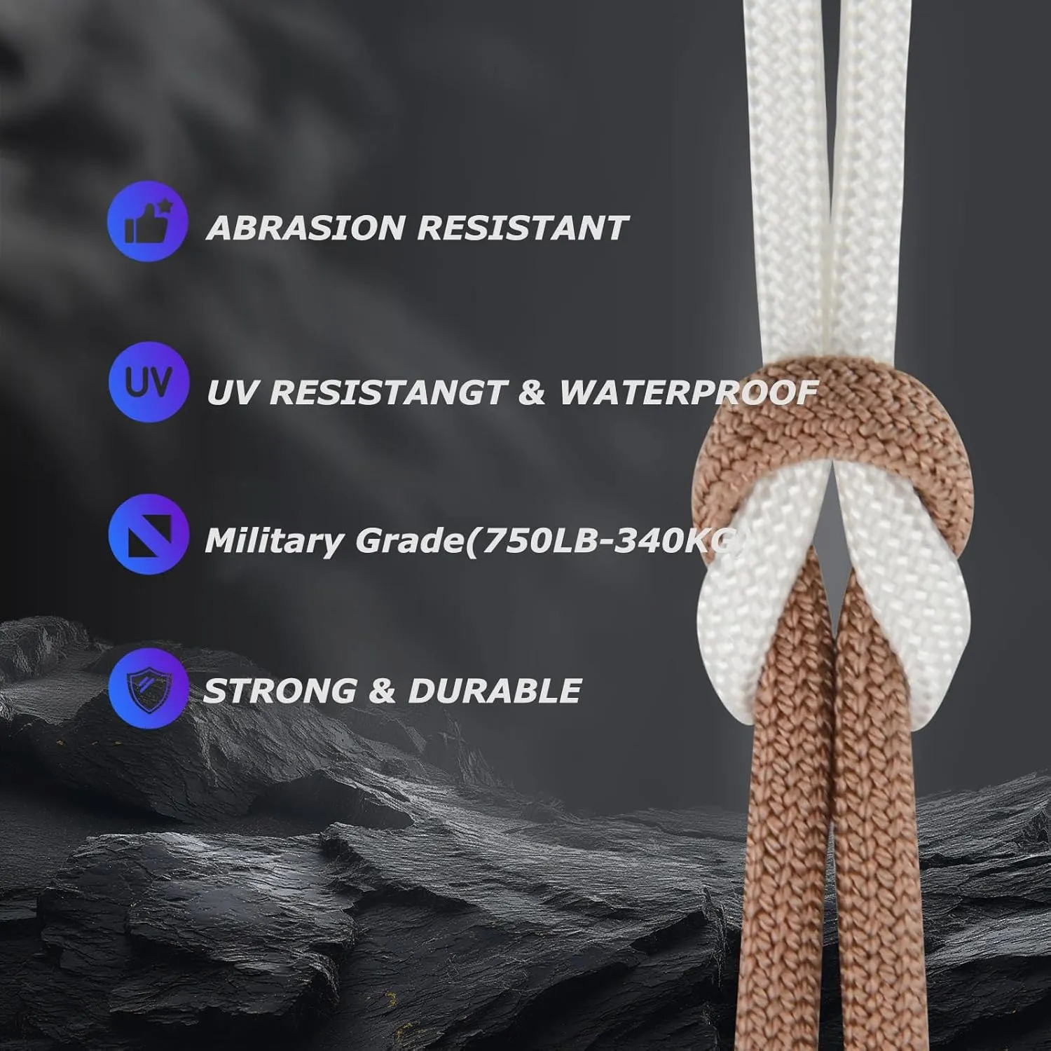 Paracordland-750LB Paracord Rope-100ft/500ft/1000ft- 9 Strand Parachute Spool Cord Heavy Duty String Ideal for Survival Gear Bracelet Camping Hikig Fishing-Wolf Brown