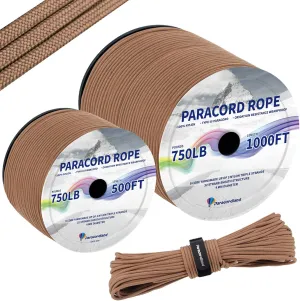 Paracordland-750LB Paracord Rope-100ft/500ft/1000ft- 9 Strand Parachute Spool Cord Heavy Duty String Ideal for Survival Gear Bracelet Camping Hikig Fishing-Wolf Brown