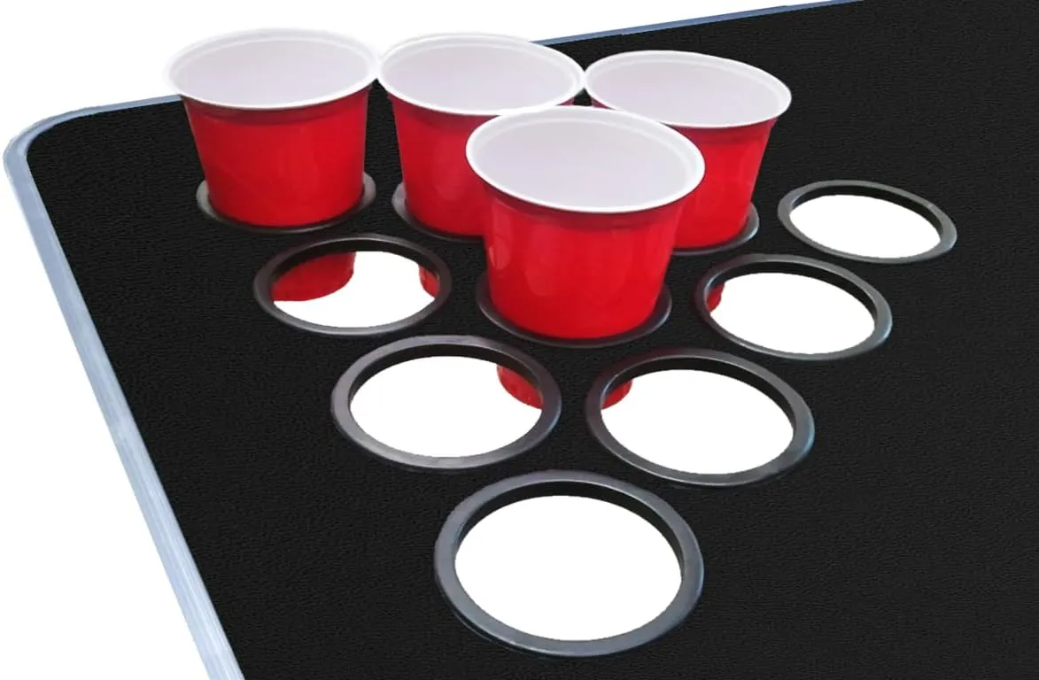 PARTYPONG 8-Foot Folding Beer Pong Table w/Cup Holes & LED Lights - Hibiscus Edition