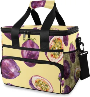 Passion Fruit Purple Fruit Cooler Bag Insulated Cooler Soft Sided Cooler 24 Can Portable Picnic Bag Large Leakproof Lunch Bag Box for Beach Grocery Camping Travel Car Men Women