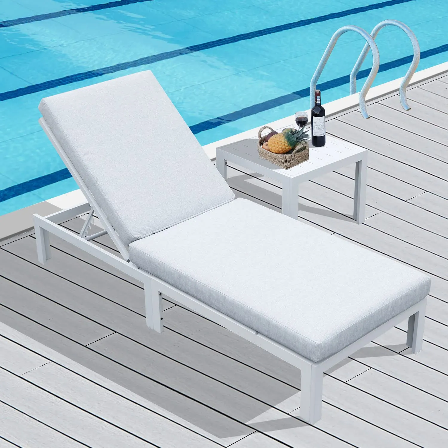 Patio Aluminum Chasie Lounge With Table