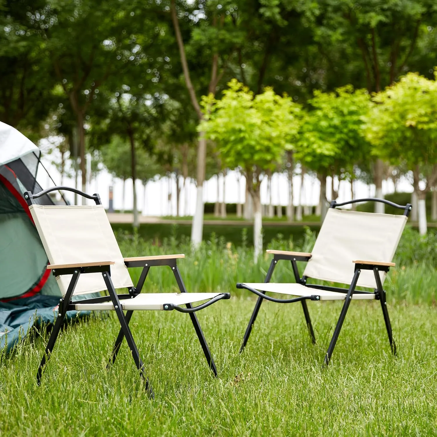 Patio Furniture Conversation Sets,Folding Outdoor Chair for Indoor, Outdoor Camping, Picnics, Beach,Backyard, BBQ, Party, Patio (2PCS Beige Chairs)