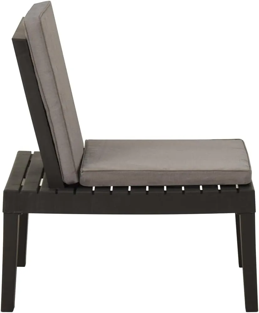Patio Lounge Chair with Cushion, Gray Plastic Outdoor Chair for Patio, Beach, Pool, and Garden, Comfortable Chaise Lounge with Removable Washable Cushions, Easy to Clean and Move