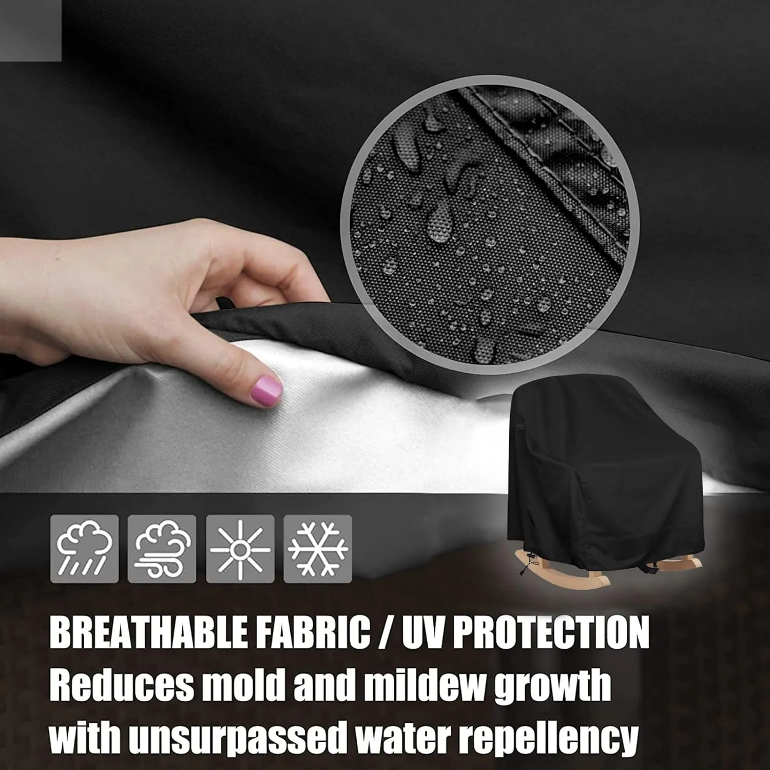 Patio Rocking Chair Cover 4 Pack, Fits (27.5"W x 32.5"D x 43"H) Lawn Patio Chairs, 420D Tear-Resistant, UV Resistant, Waterproof for Furniture Covers