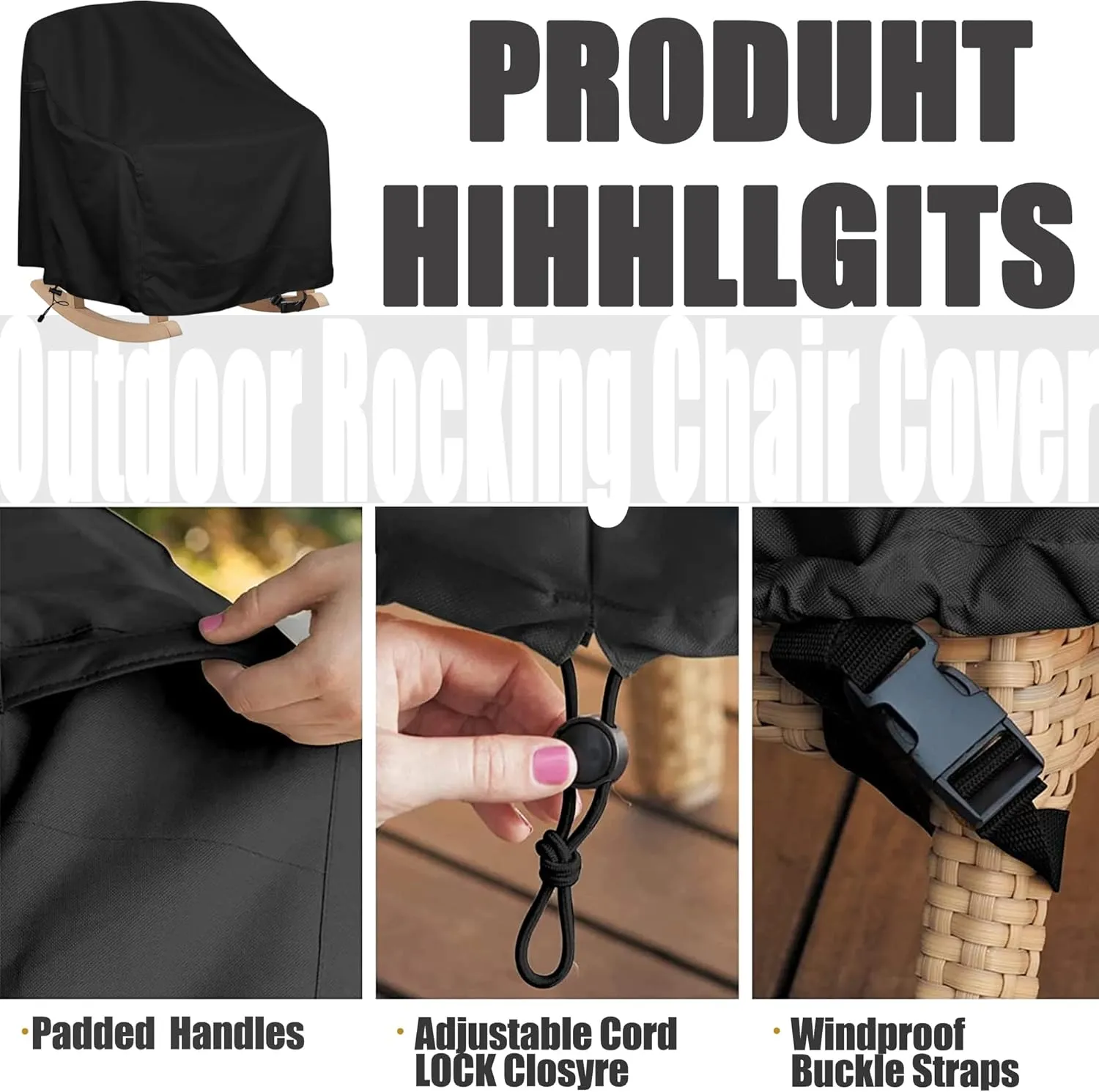 Patio Rocking Chair Cover 4 Pack, Fits (27.5"W x 32.5"D x 43"H) Lawn Patio Chairs, 420D Tear-Resistant, UV Resistant, Waterproof for Furniture Covers