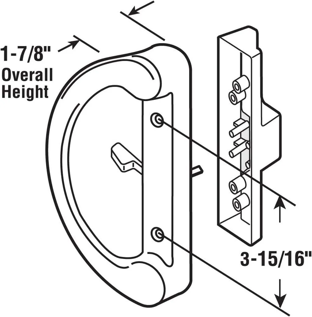 Patio Sliding Glass Door Handle Set with 45° Mortise Lock Suitable for Sliding Glass Patio Door Thickness from 1-1/2" to 1-3/4", Fits 3-15/16” Screw Hole Spacing, Reversible Design(Non-Handed), Black
