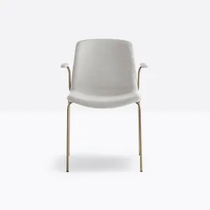 Pedrali Tweet Soft 895/2 padded armchair grey with antiqued brass legs