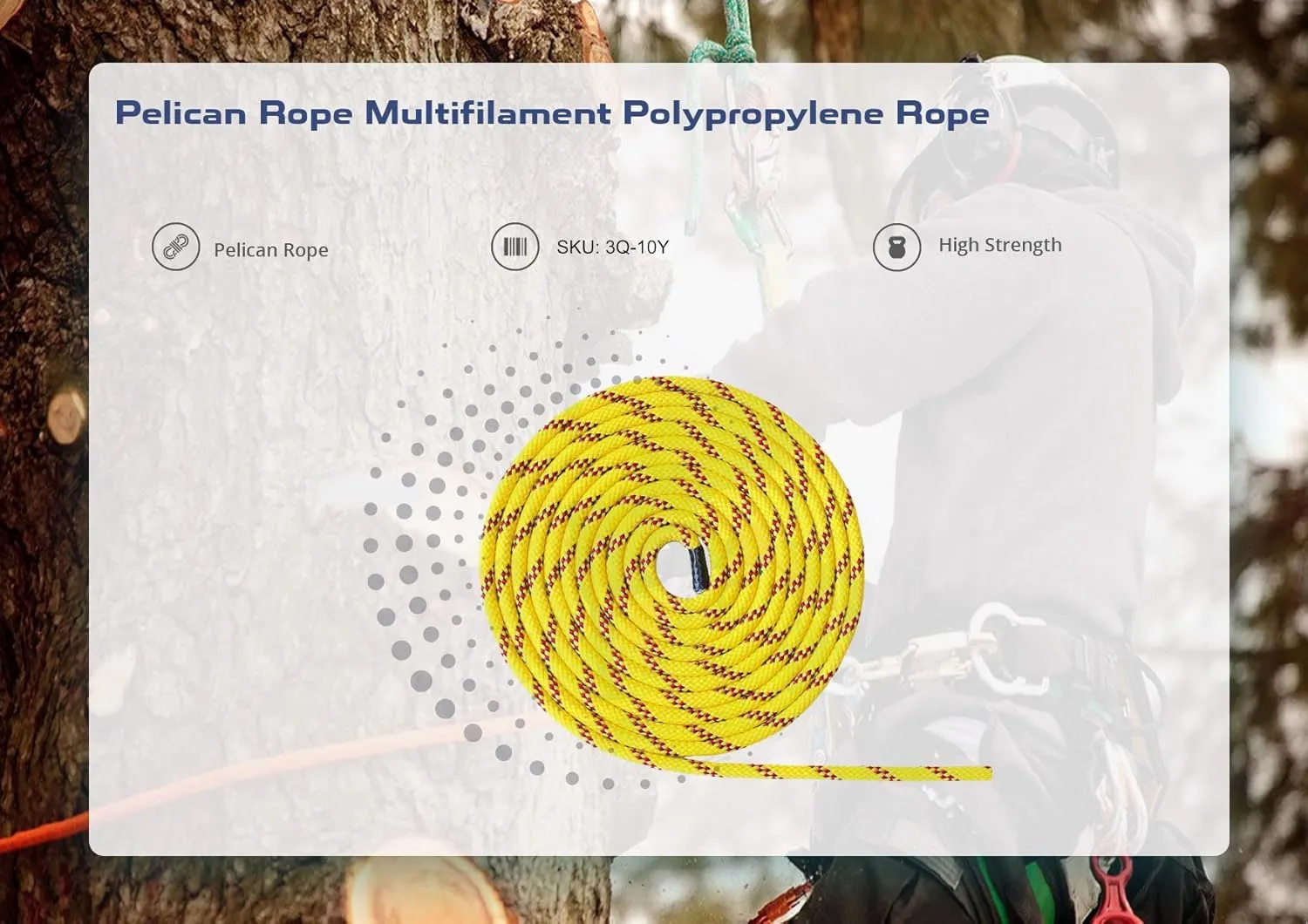 Pelican Rope Multifilament Polypropylene Rope (5/16 inch) – Dyneema Blend, Swift Water Rescue, Buoyant, Strong & Lightweight, Floating Line (200 feet - Yellow)