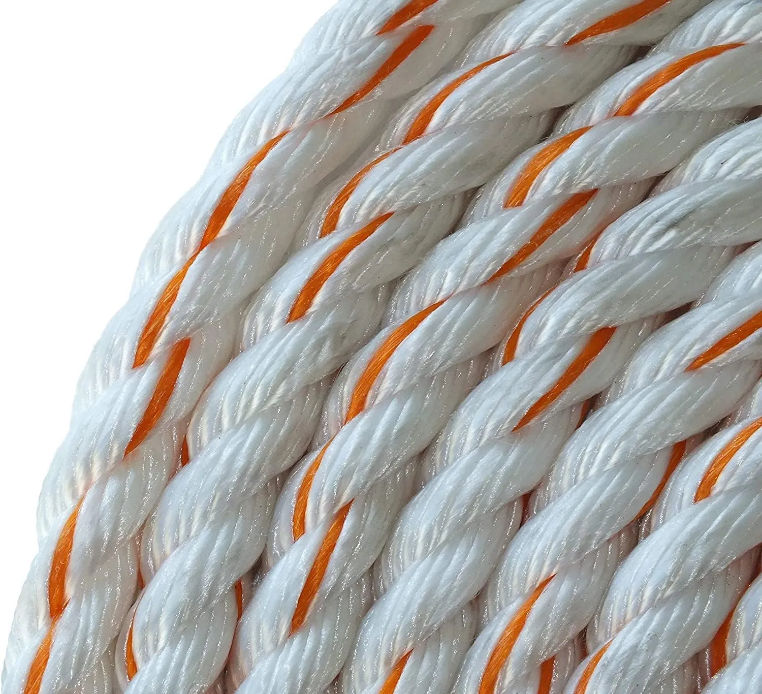 Pelican Rope Poly Dacron Rope (3/4 inch) – Twisted 3 Strand Composite Line with Polypropylene Core - Marine, Arborist, Commercial (Orange Tracer - 50 feet)