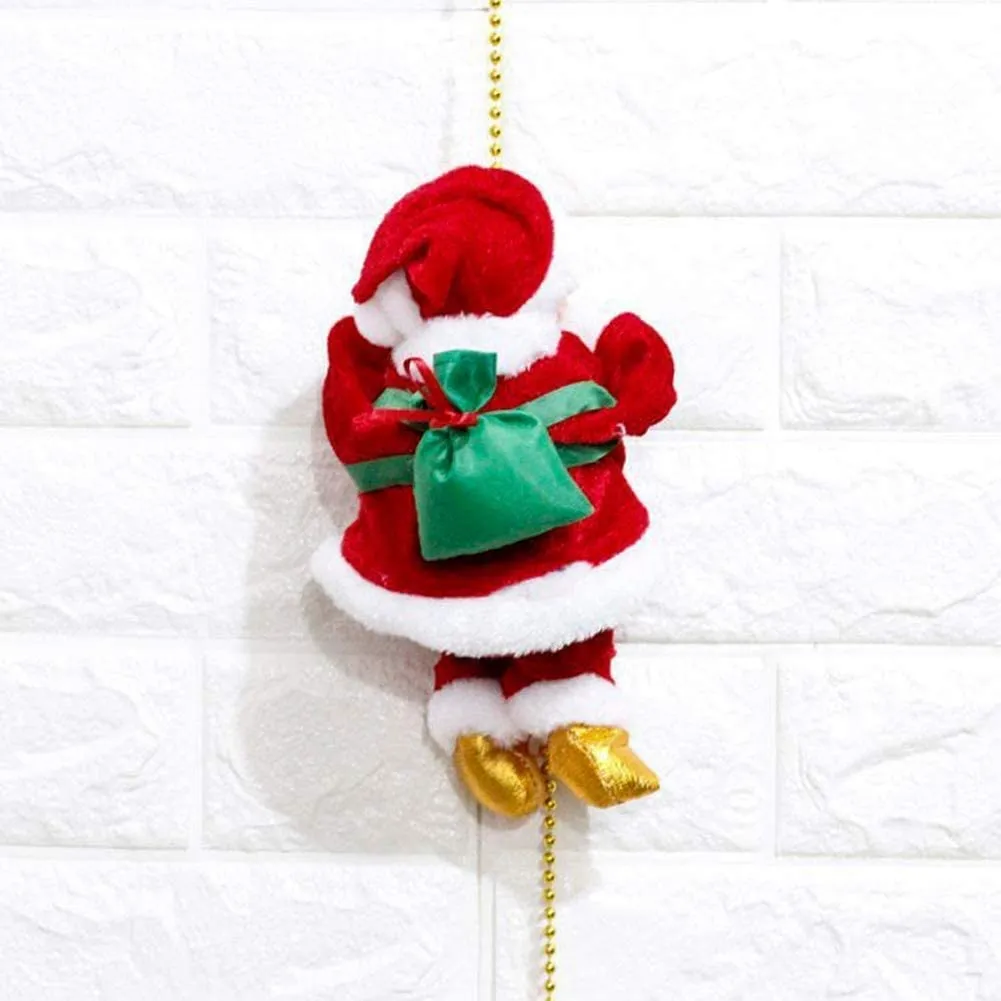 Pepstter Plastic Climbing Santa Claus 9" Christmas Xmas Climbs Up And Down Battery Operated Toy With Light Music And Sound Animated Climbing On Beads, Multicolor