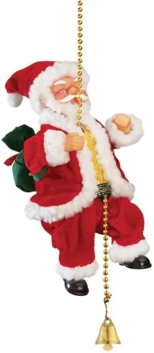 Pepstter Plastic Climbing Santa Claus 9" Christmas Xmas Climbs Up And Down Battery Operated Toy With Light Music And Sound Animated Climbing On Beads, Multicolor