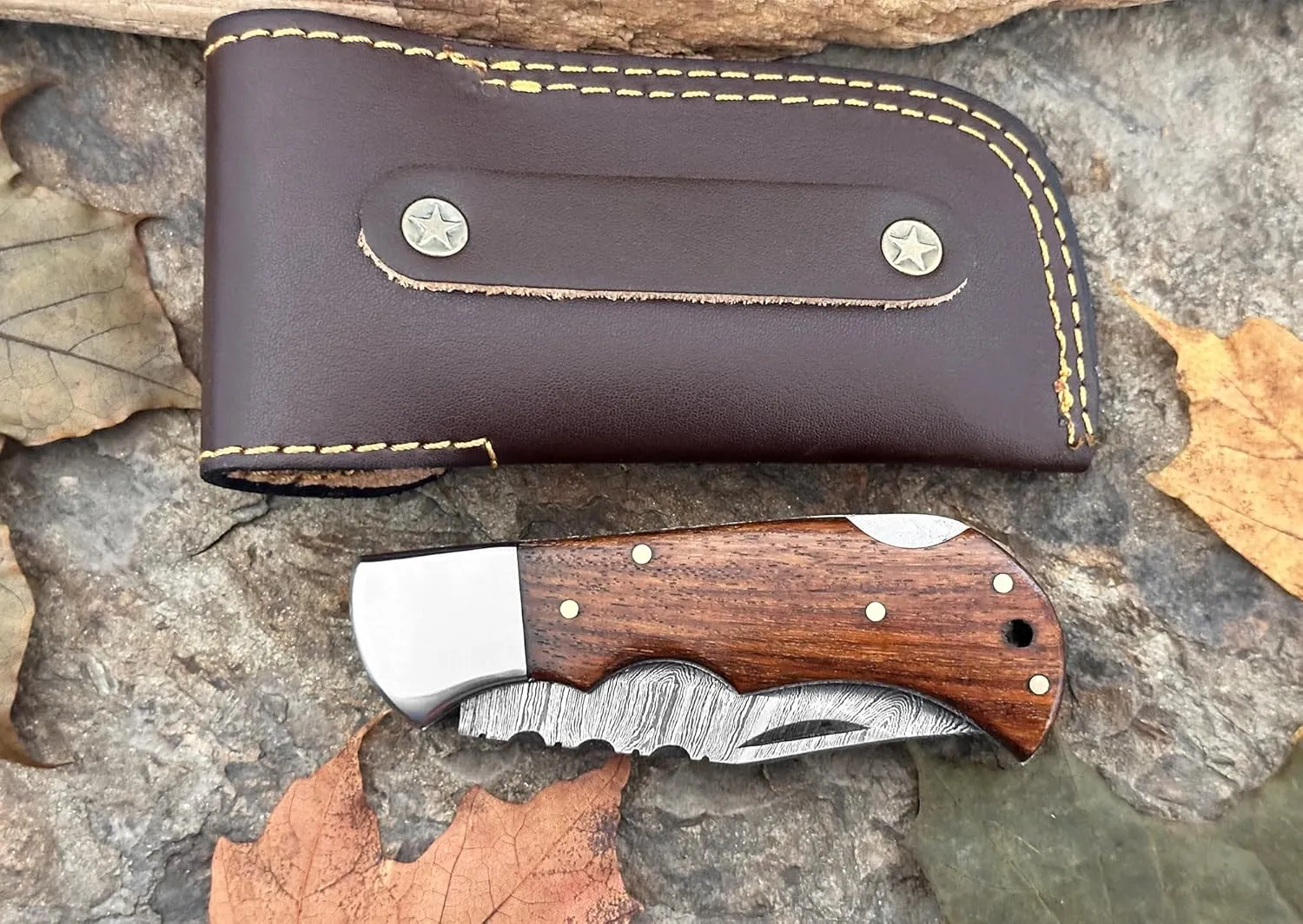 Personalized Engraved Damascus Steel Pocket Folding Knife Customized Groomsmen Gifts Gift for Husband Dad Blade Made of Authentic Damascus Steel 100% Handmade 6.5'" Knife for Outdoor Camping Back Lock