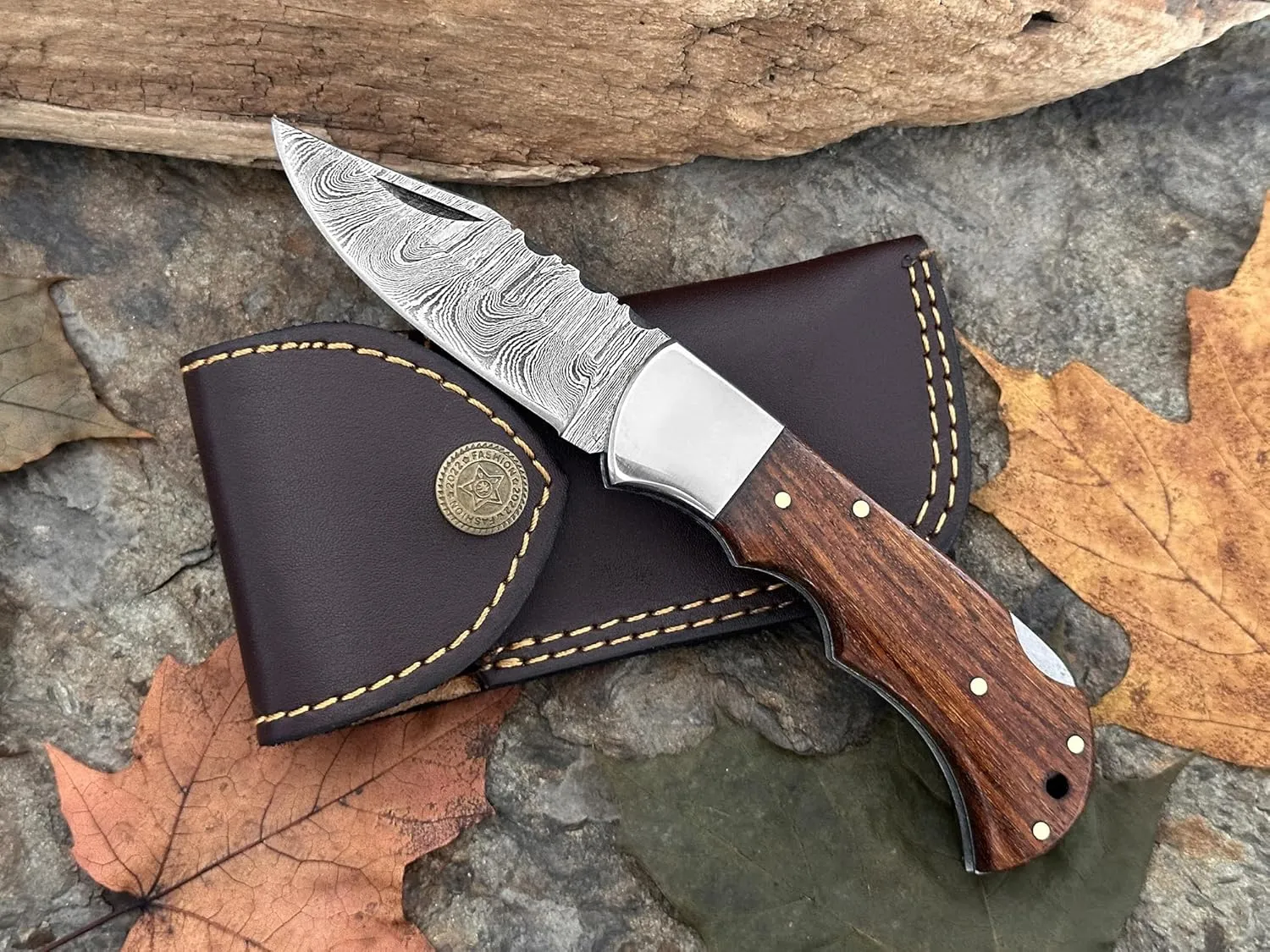 Personalized Engraved Damascus Steel Pocket Folding Knife Customized Groomsmen Gifts Gift for Husband Dad Blade Made of Authentic Damascus Steel 100% Handmade 6.5'" Knife for Outdoor Camping Back Lock