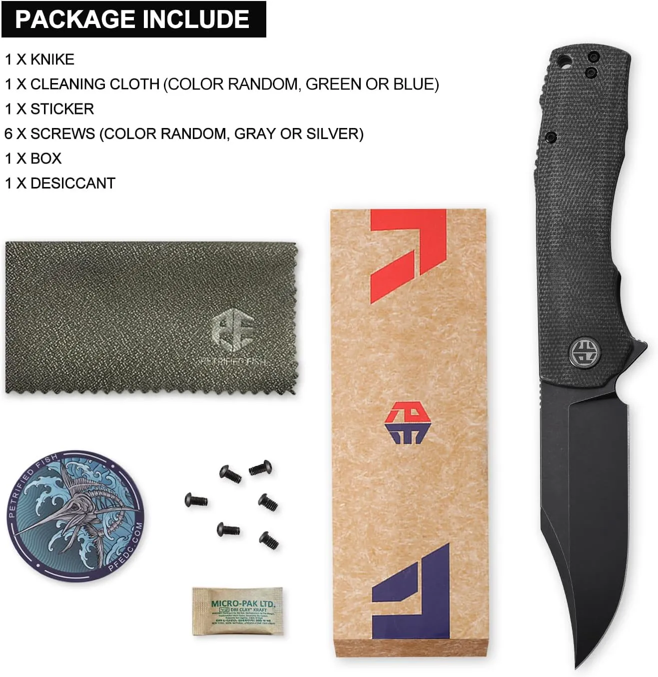 Petrified fish PFP03 Victor,3.58" K110 Satin Blade,140g Micarta Handel Flipper Liner lock Folding knife (Black Stonewashed)