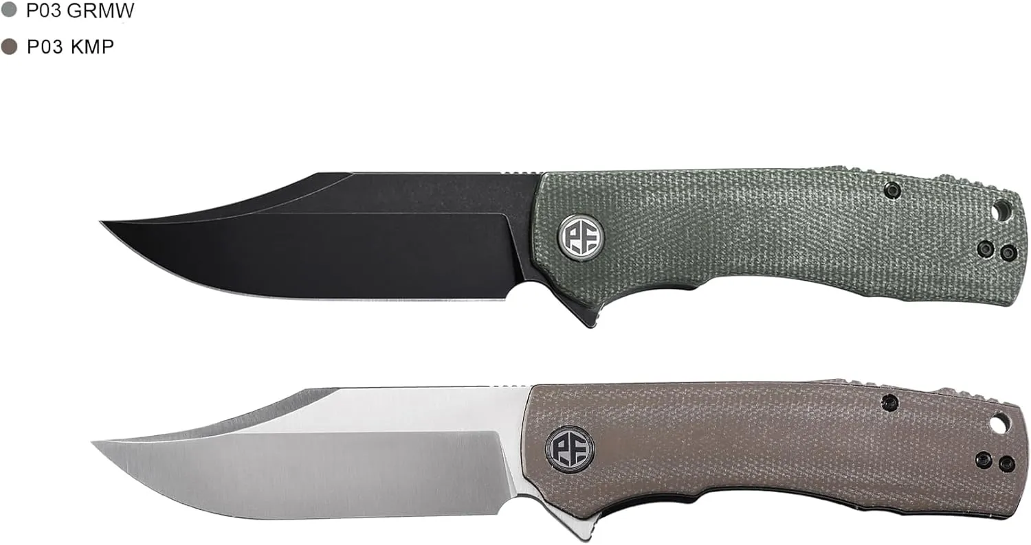 Petrified fish PFP03 Victor,3.58" K110 Satin Blade,140g Micarta Handel Flipper Liner lock Folding knife (Black Stonewashed)