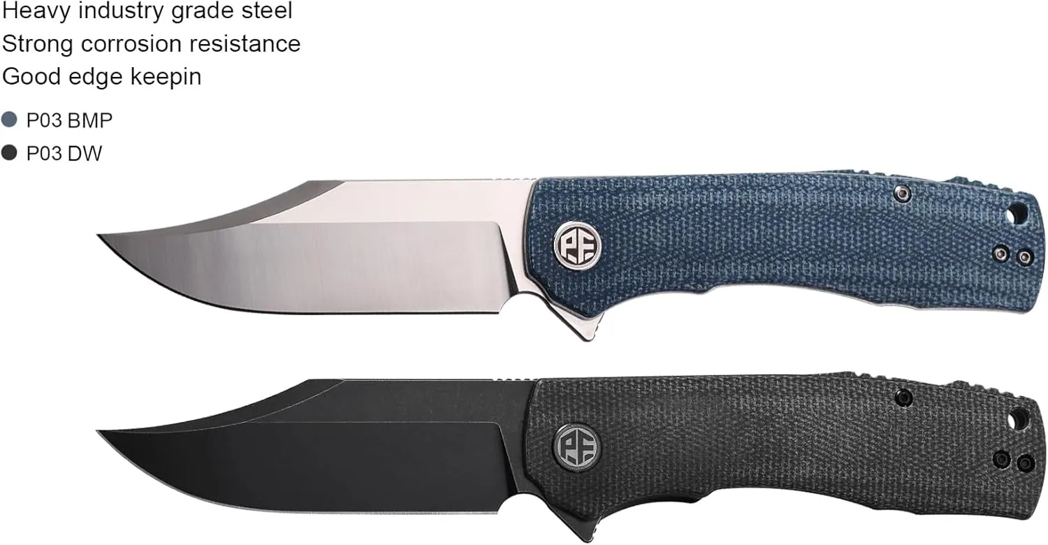 Petrified fish PFP03 Victor,3.58" K110 Satin Blade,140g Micarta Handel Flipper Liner lock Folding knife (Black Stonewashed)