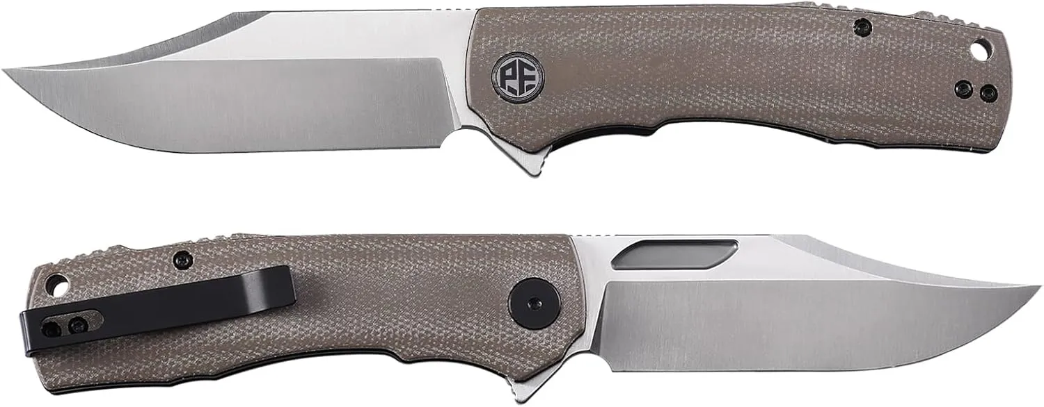 Petrified fish PFP03 Victor,3.58" K110 Satin Blade,140g Micarta Handel Flipper Liner lock Folding knife (Black Stonewashed)