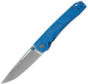 Petrified fish PFP11 Ripple Folding Knife,3.78" 14C28N Steel Hollow Blade G10 Handle Folding Pocket Knife for Camping EDC Outdoor (Blue Stonewashed)