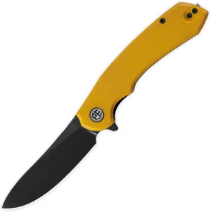 Petrified fish PFP12 WaterSpout Folding Knife,3.54" 14C28N Steel Blade G10 Handle Folding Pocket Knife for Camping EDC Outdoor (Yellow Black Stonewashed)