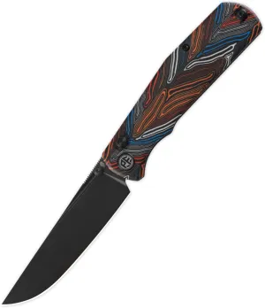 Petrified fish PFP14 Lis Folding Knife,3.90" 10Cr15CoMov Steel Black Stonewashed Blade G10 Handle Pocket Knife for Camping EDC Outdoor (Colorful Black Stonewashed)