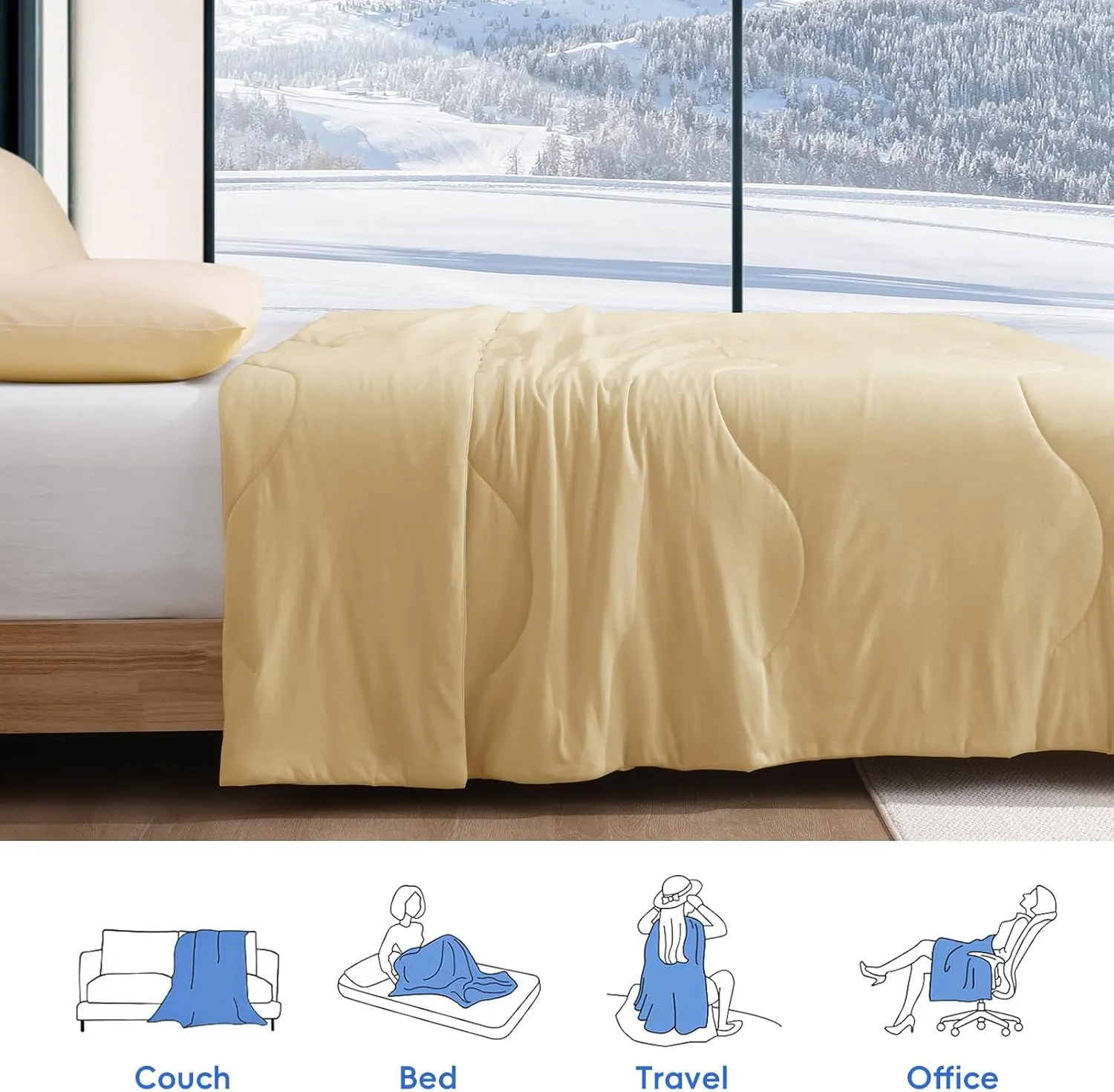 PHF Cooling Comforter Twin for Hot Sleepers, Soft Double Side Cooling Blanket for Night Sweats Absorbs Body Heat, Q-Max>0.5 Arc-Chill Cool Lightweight Summer Cold Comforter, 60"x80", Beige