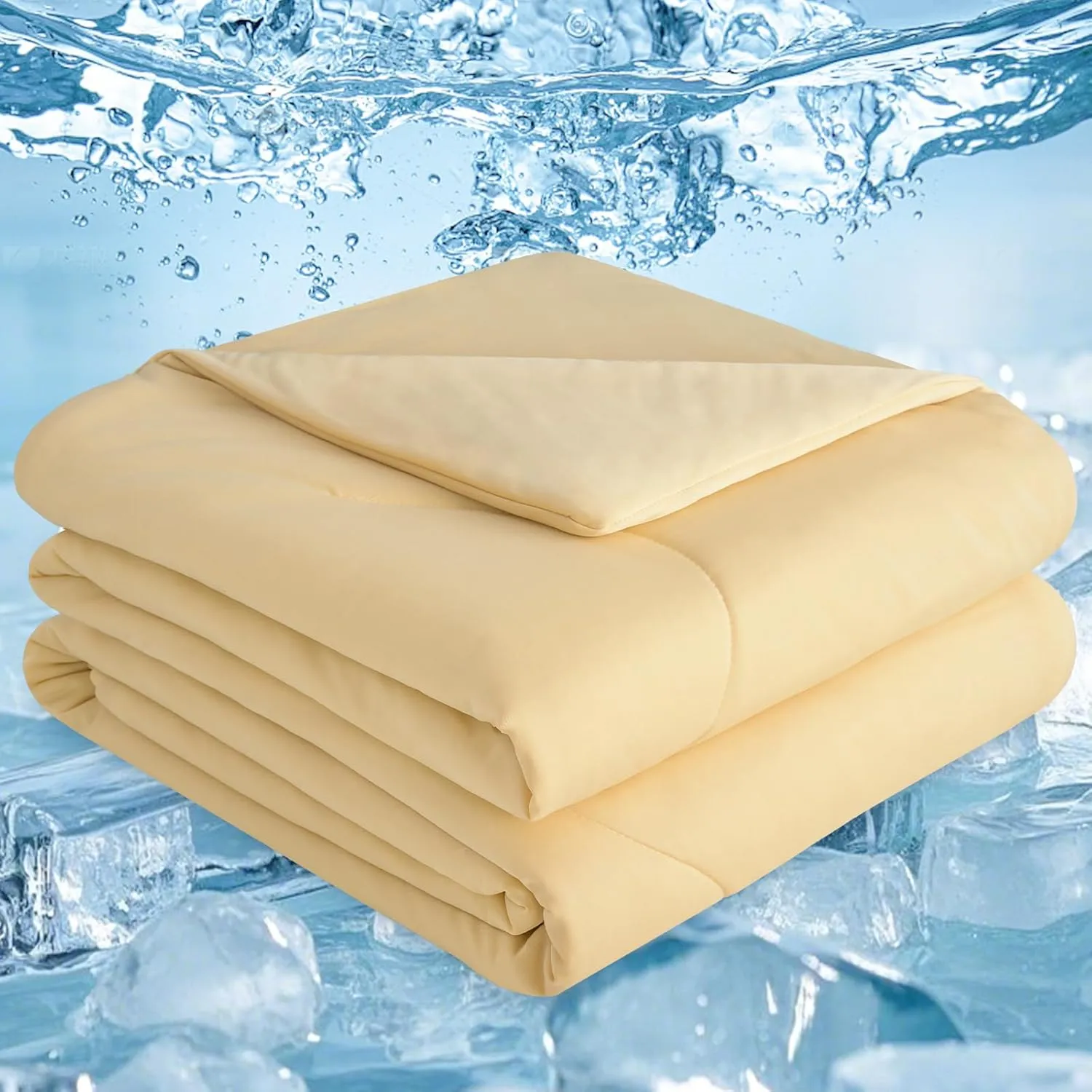 PHF Cooling Comforter Twin for Hot Sleepers, Soft Double Side Cooling Blanket for Night Sweats Absorbs Body Heat, Q-Max>0.5 Arc-Chill Cool Lightweight Summer Cold Comforter, 60"x80", Beige