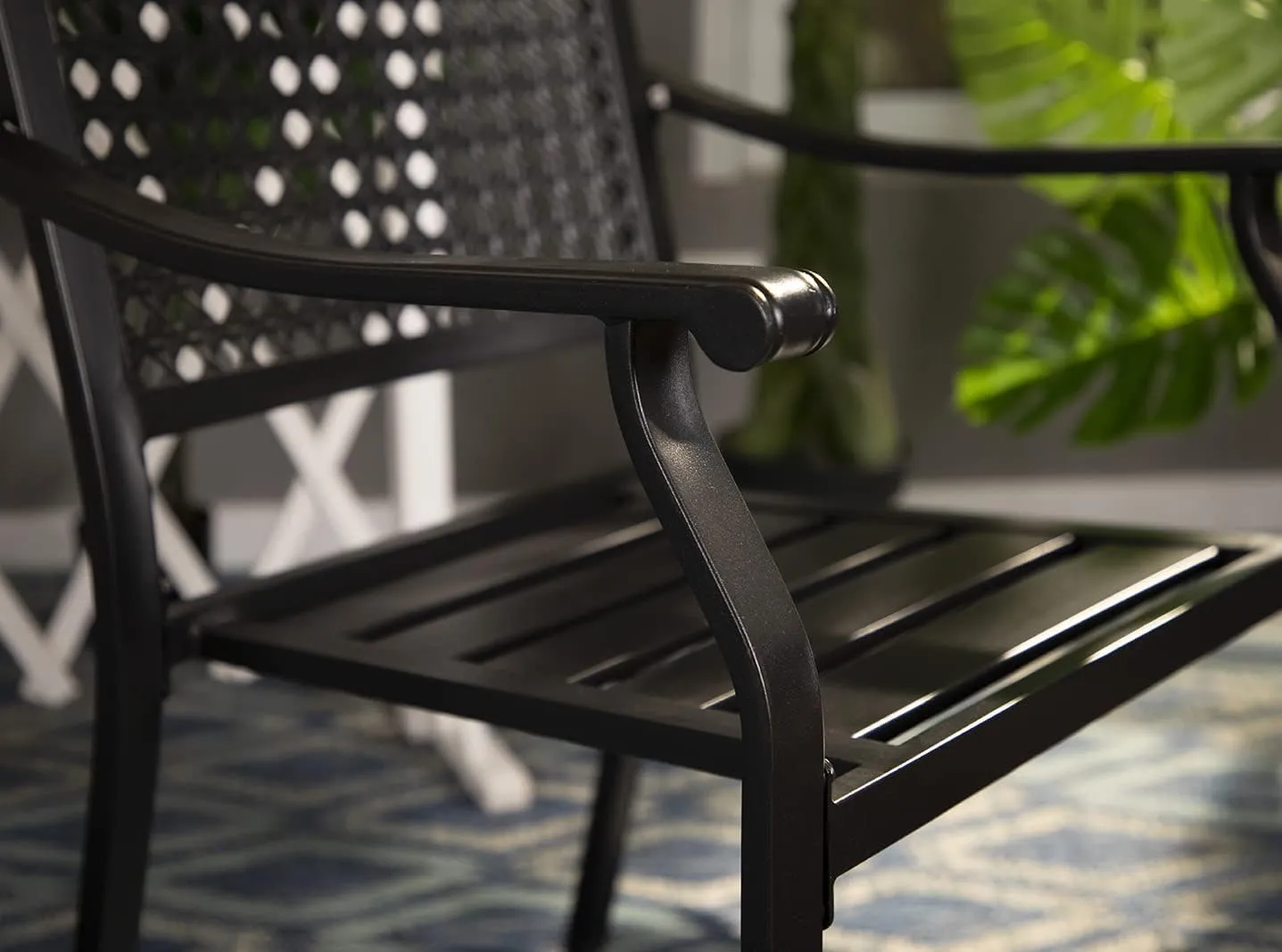 PHI VILLA Stackable Wrought Iron Patio Dining Chairs - Set of 6 Black Outdoor Chair Bistro Metal Chairs, Support 300 LBS