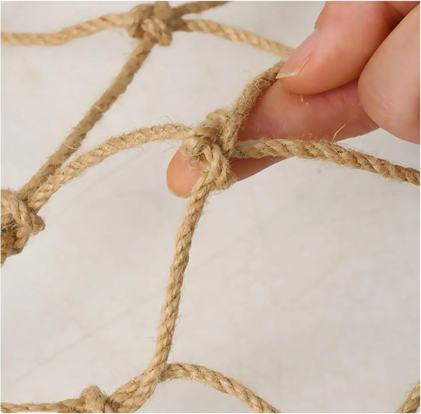 Photo Wall Decorative Net 4mm/15cm, Hemp Rope Climbing Cargo Net Safety Plant Support Net Children Outdoor Climbing Net Stairs Balcony Safety Net Railing Garden,1MX2M(3.3X6.6FT)