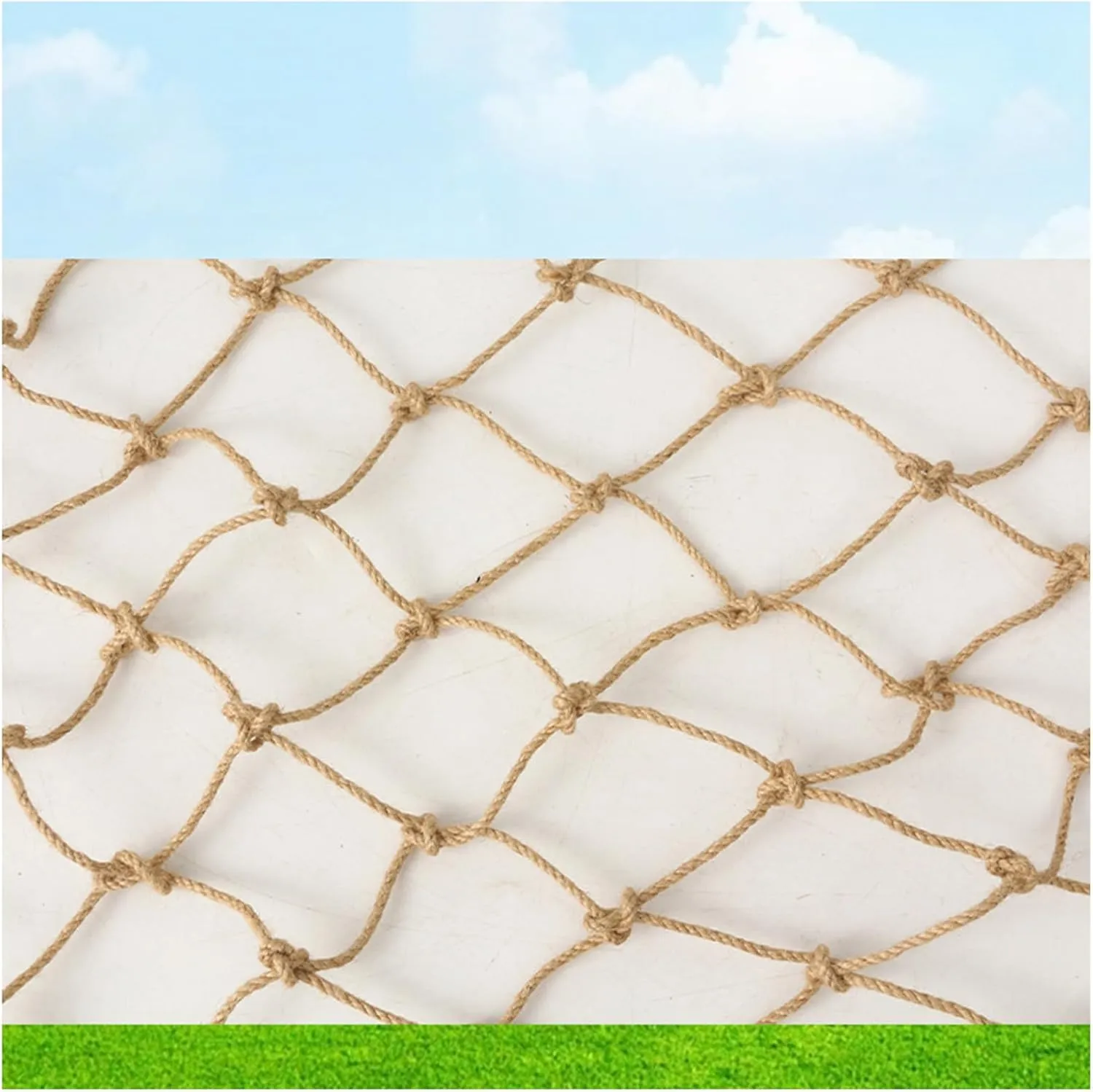 Photo Wall Decorative Net 4mm/15cm, Hemp Rope Climbing Cargo Net Safety Plant Support Net Children Outdoor Climbing Net Stairs Balcony Safety Net Railing Garden,1MX2M(3.3X6.6FT)