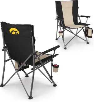 PICNIC TIME NCAA Big Bear XXL Camp Chair with Cooler, Heavy Duty Beach Chair, 500 lb Capacity Camping Chair with Carry Bag, (Black)