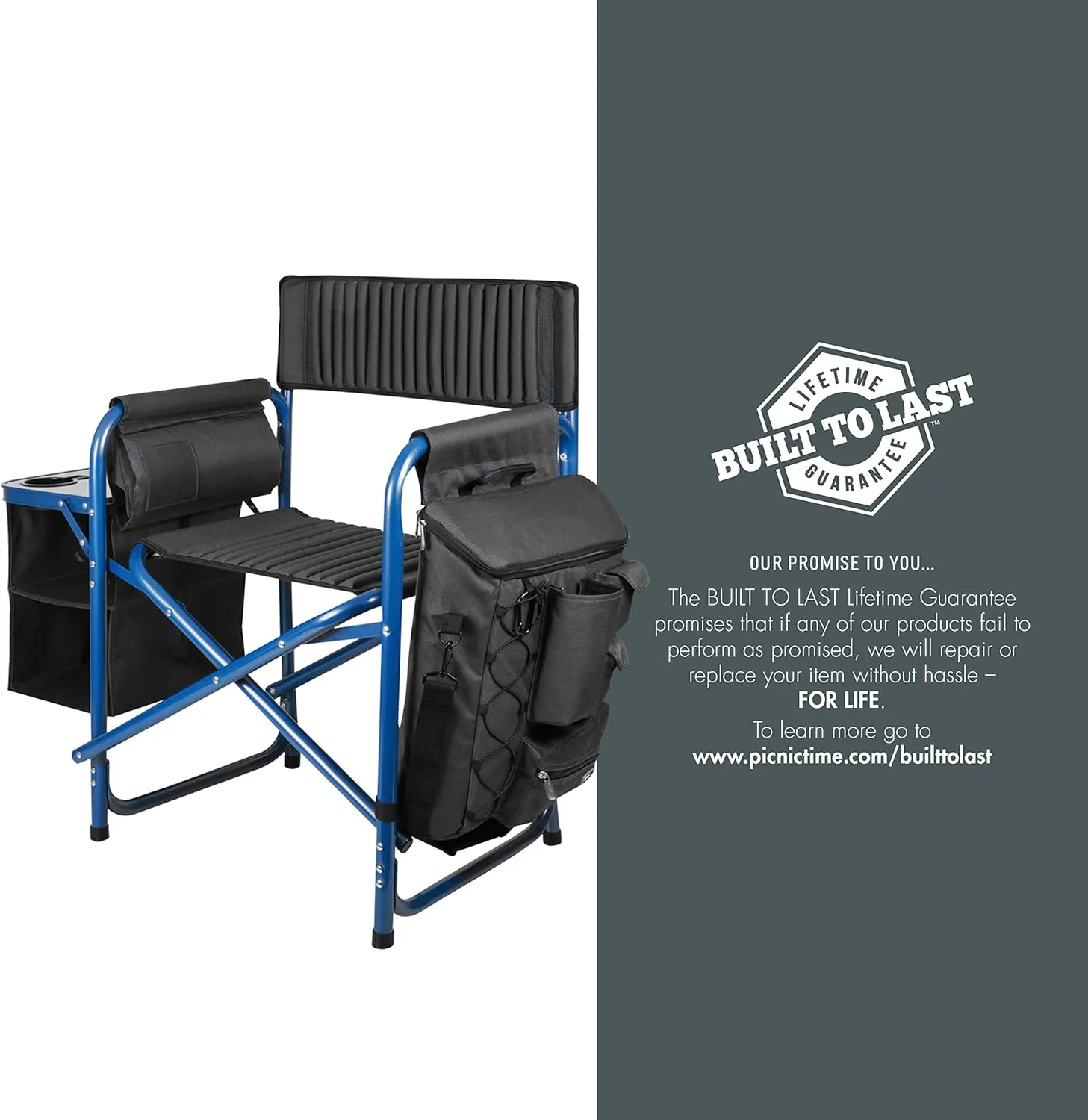 PICNIC TIME NCAA Boise State Broncos Fusion Camping Chair with Side Table and Soft Cooler - Beach Chair for Adults - Lawn Chair