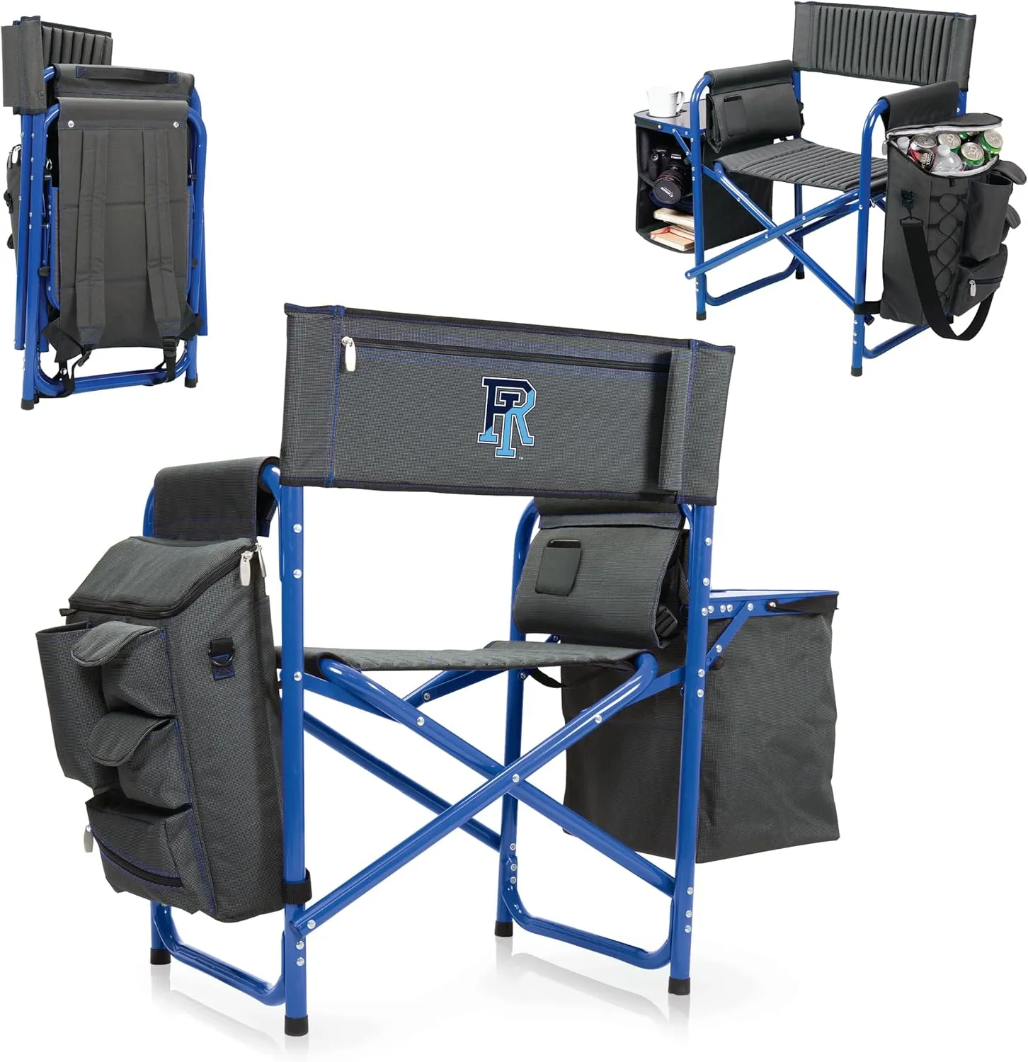 PICNIC TIME NCAA Boise State Broncos Fusion Camping Chair with Side Table and Soft Cooler - Beach Chair for Adults - Lawn Chair