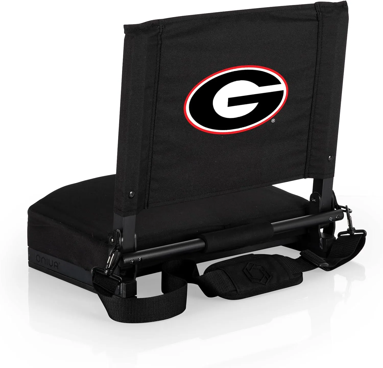 PICNIC TIME NCAA Georgia Bulldogs Gridiron Stadium Seat, Lightweight, Portable Folding Chair for Bleachers and Benches, (Black)