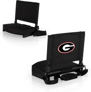 PICNIC TIME NCAA Georgia Bulldogs Gridiron Stadium Seat, Lightweight, Portable Folding Chair for Bleachers and Benches, (Black)