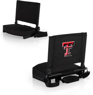 PICNIC TIME NCAA Georgia Bulldogs Gridiron Stadium Seat, Lightweight, Portable Folding Chair for Bleachers and Benches, (Black)